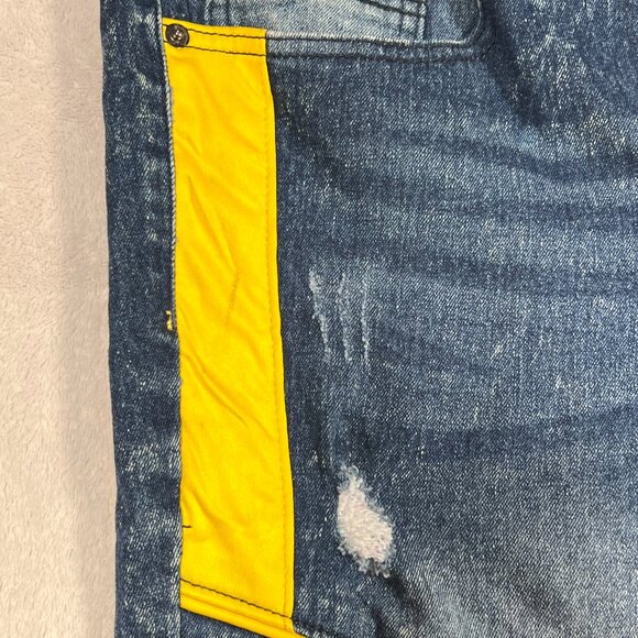 South Pole Jeans Mens 34x32 Blue Denim Dark Acid Wash Skinny Moto Biker Hip Hop - Picture 5 of 11